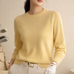 Honma 100% Cashmere Sweater Made in Japan Yellow Crewneck Luxury Golf Knit Sz M